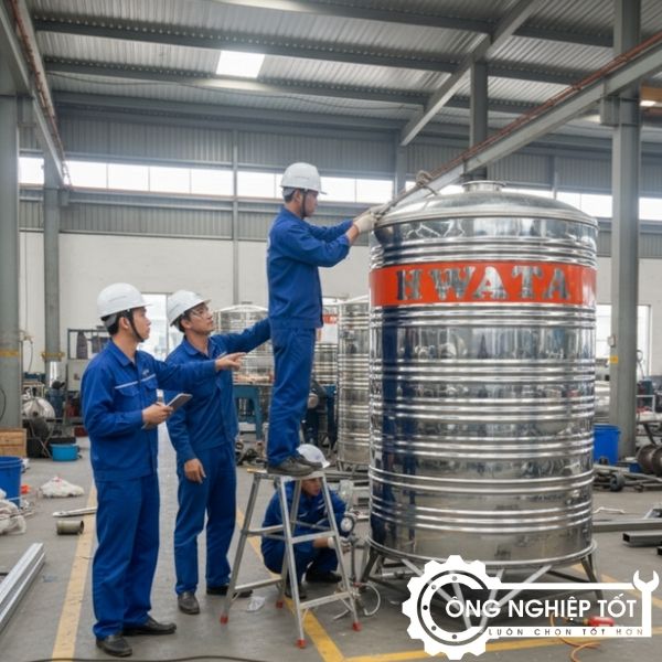 Đội kỹ sư Công Nghiệp Tốt thi công bồn công nghiệp